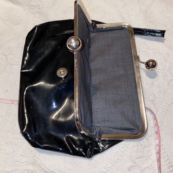 Vintage Black Patent Leather Clutch Wristlet - Picture 11 of 13